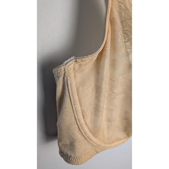 Cacique Bra 44C Beige Floral Modern Lace Unlined Covered Underwire Balconette - Picture 4 of 11